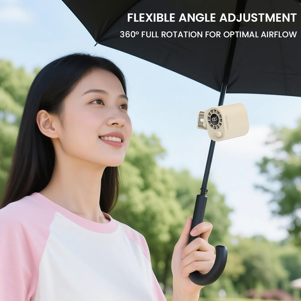 [NEW ARRIVAL] Orashare CF02 Mini Clip-On Fan 100 Speed USB Rechargeable 360° Adjustable Quiet with LED Display