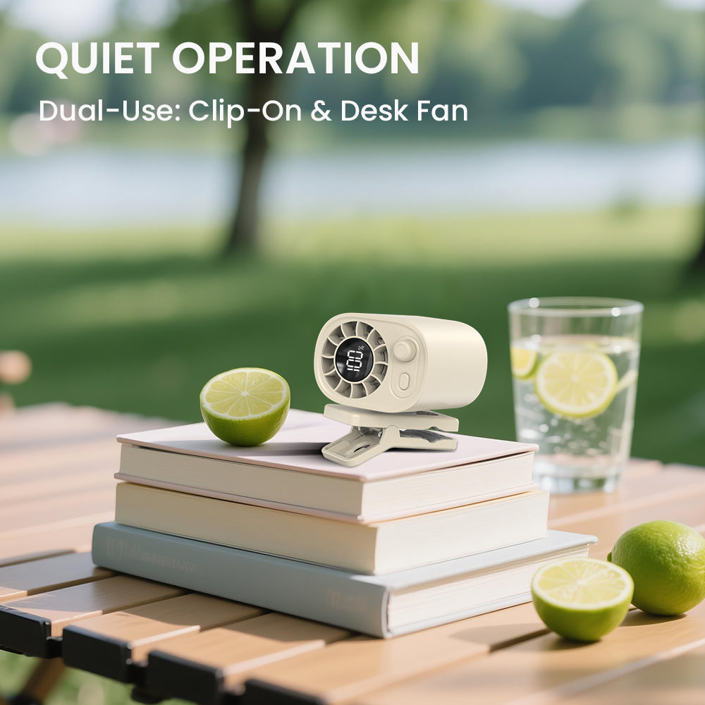 [NEW ARRIVAL] Orashare CF02 Mini Clip-On Fan 100 Speed USB Rechargeable 360° Adjustable Quiet with LED Display